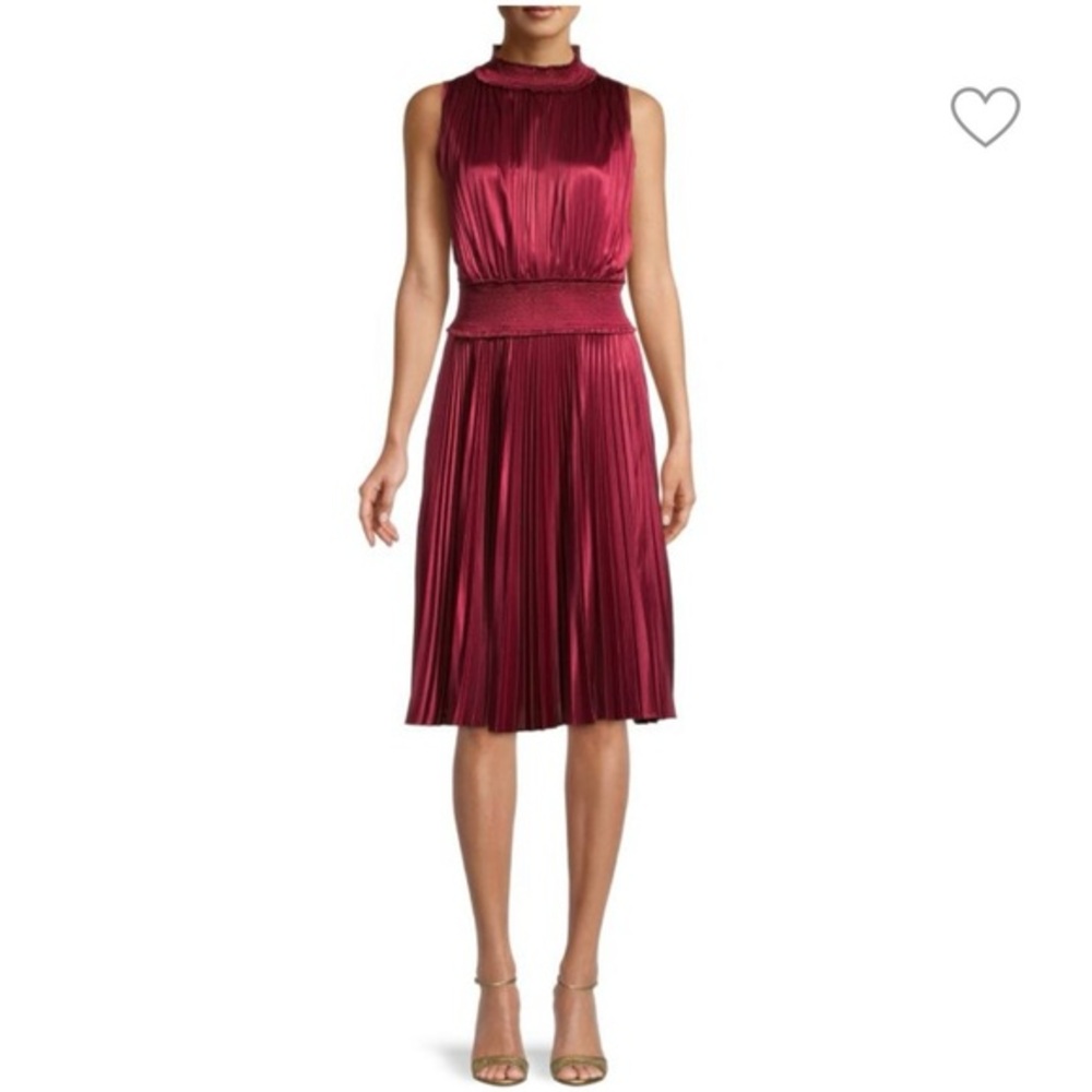 Nanette Lepore Pleated Sleeveless Blouson‎ Midi Dress in Moroccan Red Size 4